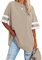 Ebifin Damen Oversize T Shirt Rundhals Kurzärmeliges Tops Casual Lockere Basic Sommer Tee Shirts Bluse.Khaki.XXL