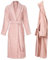PandaHome Bademantel Damen und Herren aus 100% Baumwolle, Morgenmantel Frottee Kuschel, Saunamantel Warm und Kuschelig, Schnelltrocknend Weich Saugstark Bademäntel 400 g/m² (Rosa-Small)