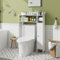 COSTWAY Meuble WC Au-Dessus de Toilettes, Compartiment Ouverte, Porte-Rouleau, Placard avec 2 Étagères Réglables, Anti-basculement, 20 x 75,5 x 110 cm, Blanc