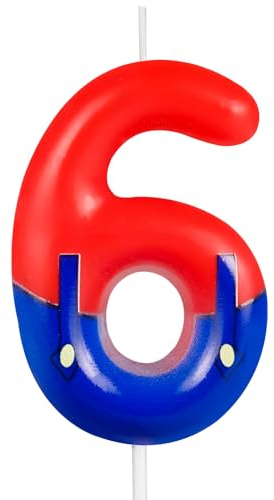 Yiran 6 Year Candles Birthday Number, Decorations Birthday Mario 6, Mario Cake Candles Topper Boy Girl for Parties Anniversary Birthday Decorations