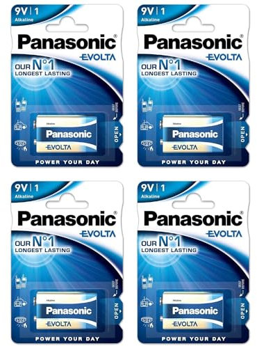 PANASONIC Confezione da 4 blister da 1 batteria alcalina Evolta 6LR61 9 V