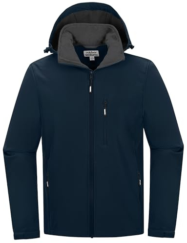 Outdoor Ventures Softshelljacke Herren Wasserdichte Leichte Übergangsjacke | Warme Fleece Gefüttert Jacke Herren, Wanderjacke mit Abnehmbare Kapuze, Winddichte Regenjacke, Funktionsjacke mit 6 Taschen
