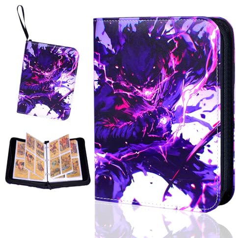 Sammelalbum für Karten,400 Karten Sammelkarten Album 4 taschen 50 seiten Sammelmappe karten Ordner Heft,Hochwertiges Wasserdicht PU Leder Card Collection Sammelheft,Geschenk für kinder