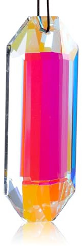 Chakra Healing Crystal Stone Sun Catchers for Windows, DIY Hanging Natural Clear Hexagone Quartz Gemstone Prisms Rainbow Suncatcher Pendant for Home Office Garden Decoration