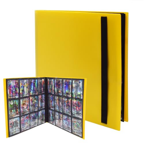 Pokemon Sammelalbum, Sammelkarten Alben - 480 Pockets, Sammelkarten Album Mappe, Wasserdichte Schwarzer Collection Sammelkartenalben Geschenke für Sammler (Gelb)