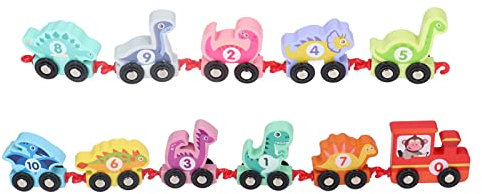 Kinder-Holzeisenbahn-Set, Bunte Bausteine, Dinosaurier-förmige Autos, Lernspielzeug