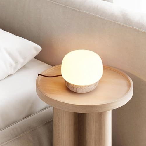 YKSJDFH Japanische Wabi-Sabi-Tischlampe, minimalistische Mini-Schreibtischlampe mit Natursteinsockel, niedliche Nachttischlampe, Heimdekoration, Nachttischlampe, ideal für Schlafzimmer, Wohnzimmer, Ar