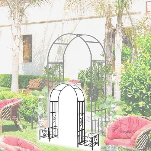 HSWOYEA Arche de Jardin en métal ZCX avec jardinières, diverses Plantes grimpantes pour diverses vignes de Roses, Support de pelouse extérieure, décoration extérieure et décoration d'arche (Noir)