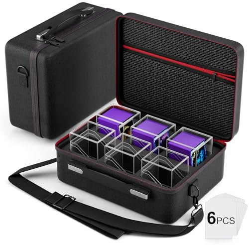 MTG Deck Box mit tragbarer Hülle,6 Stück transparente Kartendeckboxen für 600+ doppelhültige Karten,Commander Deck Box mit 6 Trennwänden,passend für MTG,YuGiOh,TCG,1 tragbare (6P Tragbares Gehäuse)