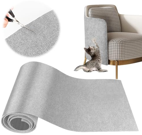 YAOZUP Alfombra Rascador para Gatos, 200 * 40cm Tapete Rascador para Gatos con Autoadhesivo, DIY Climbing Cat Scratcher, Alfombra Autoadhesiva para Gato para Proteger Alfombras y Sofás (Gris Claro)