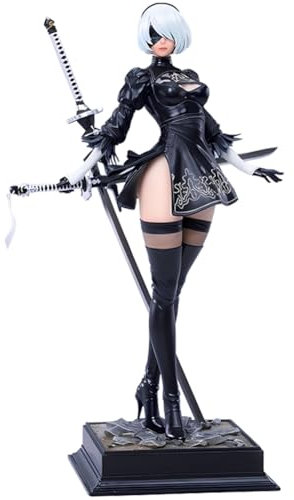 Zhongkaihua Automata 2B Spiel-Actionfigur mit Zubehör, austauschbarer Kopf, PVC-Modell 2B Yorha Nr. 2 Typ B, Figur Stehposition, Statue, Schreibtisch-Ornamente (Schwarz, 28 cm)