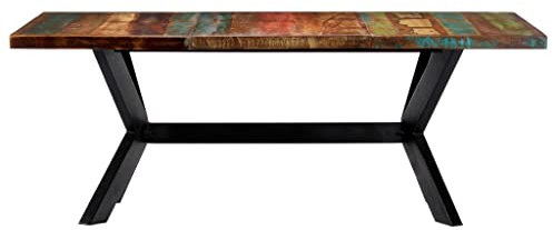 Willood Esstisch Esszimmertisch Metallbeine Schwarz 200x100x75 cm Altholz Massiv