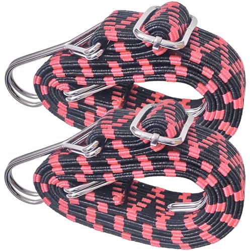 Spanngummi mit Haken,Expander 100cm Expander mit Haken 2 Set für Outdoor,Garten und Camping, Transport und Fixierung,Motorrad,Fahrrad,Red