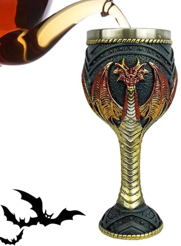 Medieval Dragon Wine Goblet, Medieval Dragon Goblet - Medieval Fire Dragon Wine Goblet, Dragon Wine Goblet, Dragon Goblet, Stainless Steel Drink Cup for Party Decoration
