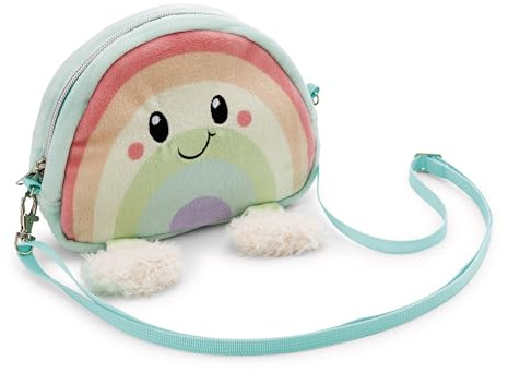 NICI Mäppchen zum Umhängen Regenbogen Nibsi 2 in 1 17,5x14x5cm - bunt - Flauschiges Plüsch-Täschchen für Mädchen und Frauen, Kosmetik- oder Utensilienmäppchen für Schule und Büro | 62327
