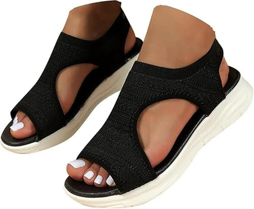 Sandalen Damen, Sommerschuhe Damen, Sommer Schuhe Breite Füße Plateau Mit Fußbett Sommerschuhe Sommer Orthopädische Sandalen Weite Barfuss Slingback Offene Schuhe Strandsandalen Damensandalen Sandale