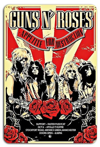 Guns N' Roses Appetite for Destruction Konzertposter - Schild blechschilder retro mit sprüchen vintage home deko 12x8 inch/30x20cm