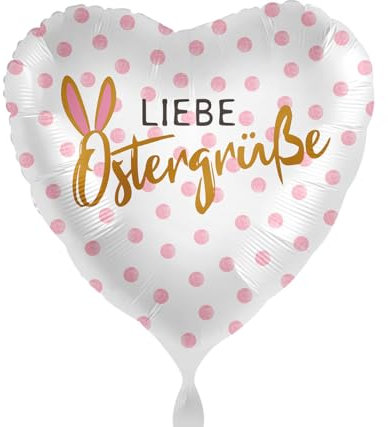 Folienballon Liebe Ostergrüße Osterhase Geschenke Ballon Ostern Luftballin Deko Osterfeier, Made in EU & Germany, Helium geeignet, Osterhase Pink