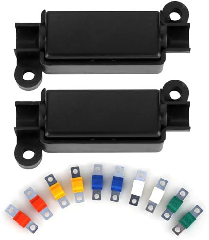 XCRPRT Lot de 2 porte-fusibles midi et 10 pièces 30/40/60/80/100 A 32 V pour système d'alimentation marine, véhicules de construction, machines agricoles, moteur CC