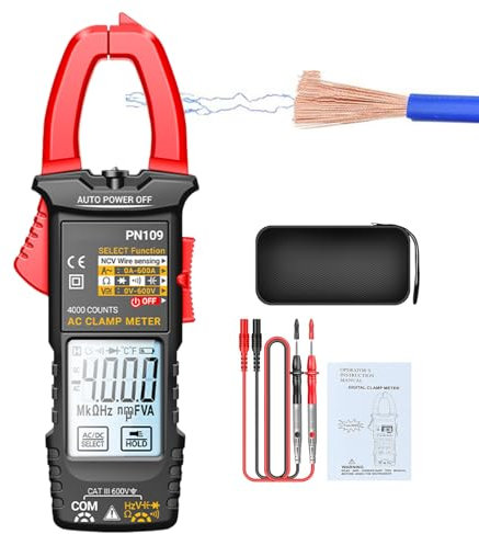 Misuratore di morsetti, misuratore di morsetto digitale - Morsetto di tensione di conteggio 4000 | Display di retroilluminazione LCD, rivelatore, protezione della sicurezza, strumento professionale au