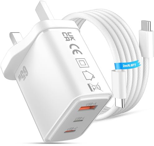 65W USB C Fast Charger Plug for MacBook Pro Air, ACAGET 3 Port Laptop Charger for Lenovo ThinkPad Yoga for HP for Dell for Asus for Acer for Samsung Chromebook S25 for iPhone 16 15,2M USB C Cable