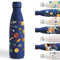 Gourde Isotherme, 500ml Gourde Enfant, Facile à Nettoyer, Gourde Personnalisée avec les Fusée, Gourde Sport Sans BPA, Bouteille d'eau anti Fuite, pour l'École, Bureau, Voyage, Sports, Bleu Foncé