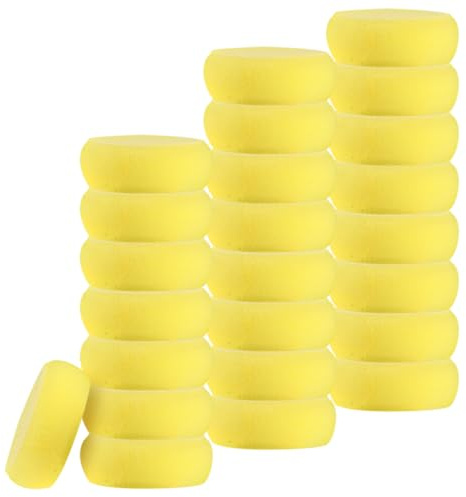 COGVOHY 24 Stück Runder Malschwamm, 2.5 x 7.5 cm Gelb Schwamm Set, Schwämmchen Schwamm zum Malen für Handwerk Farbe Gesichtsbemalung Keramik Farbe Hobbys