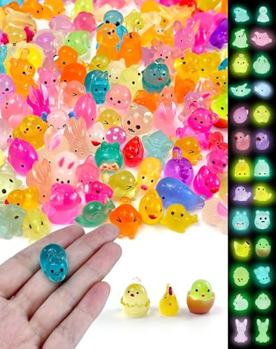 ePicsoa 140PCS Mini Resin Animals, Resin Glow In The Dark Animals, Suitable | for Miniature Landscape, Fairy Garden, Aquarium Decoration, Dollhouse Hide Crafts