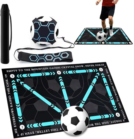 Fussballmatte Training Kinder & Erwachsene 60x90cm Fußballmatte mit Verstellbarem Gurt & TragetascheIRutschfeste Kickmatte zur Ballkontrolle I Trainingsmatte Fussball aus Kieselgur