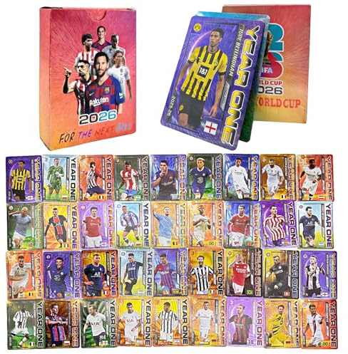 Feliciay Football Star Cards, 55pcs Soccer 2026 World Cup Collectible Cards, Soccer Collectible Card Set for Fans, Champions Football Cards Premier League, Football Cards for Fans (cover random)
