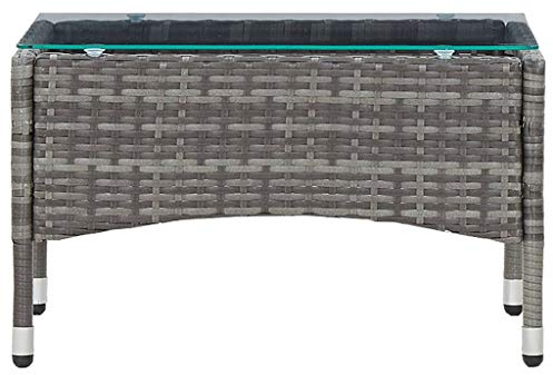 pokgdf Grauer Couchtisch aus Poly Rattan 60x40x36 cm, witterungsbeständiger Gartentisch und Beistelltisch mit stilvollem Design für Innen- und Außenbereich, einfach zu reinigen