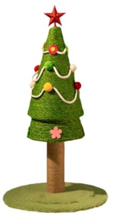 FJMQHU Tiragraffi a Forma di Albero di Natale per Gatti da Interno, Tiragraffi in Sisal Naturale con Zampette