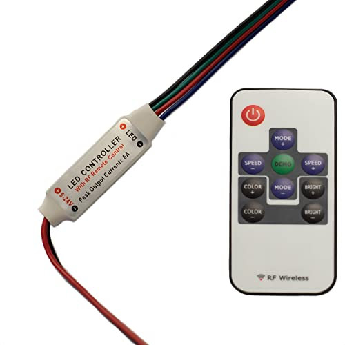 INNOVATE® LED Streifen Kabeldimmer - LED Stripe Controller - Funkdimmer für Kabelstreifen - inklusive RF Wireless Fernbedienung - (LED Streifen Funk Controller RGB, 12-24V, 3x2A)
