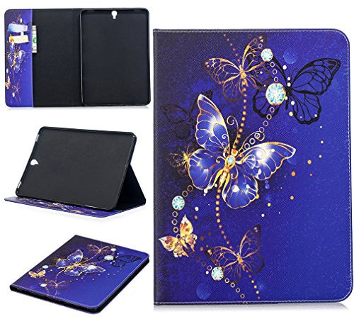 LMFULM® Custodia per Samsung Galaxy Tab S3 9,7 pollici (SM-T820/T825) in pelle PU magnetica con motivo a farfalla blu per Galaxy Tab S3 9,7