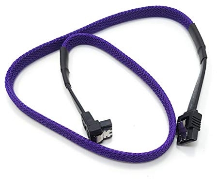 MainCore SATA 3 III Locking Right Angle Plug to Plug 6GBps High Speed Braided Cable Lead 0.5m