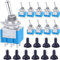 Taiss 10 pezzi Mini Interruttore a levetta ON/ON 2 Posizioni 6 Pin DPDT Metallo Interruttore a Bilanciere a levetta 6A 125V AC Blu con Cappuccio Impermeabile per Automobile,casa MTS-202-MZ