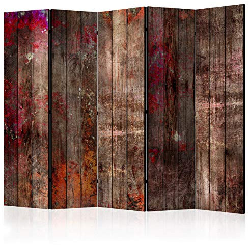 decomonkey Paravent Raumteiler Innen Holz Brett 225x172 cm 5 Teilig Beidseitig Room Divider Wall Raumteiler Stehend Trennwand Sichtschutz Spanische Wand Sichtschutzwand Wohnzimmer