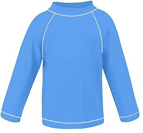 TIZAX T-Shirt de Bain Anti-UV pour garçon Maillot de Bain à Manche Longue Enfants Rashguard pour Surf Natation plongée Plage Bleu 104