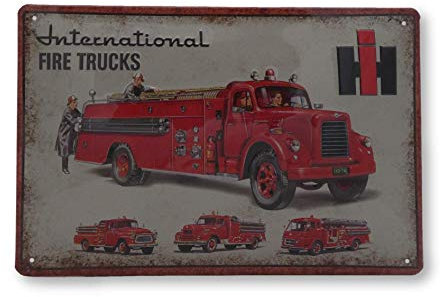 LUCKYLINDE geprägtes Blechschild passend für IHC Schlepper, Traktor und Landwirtschaft Fans, Deko Werkstatt, Garagen Oldtimer Schild 20 x 30 cm (Feuerwehr)