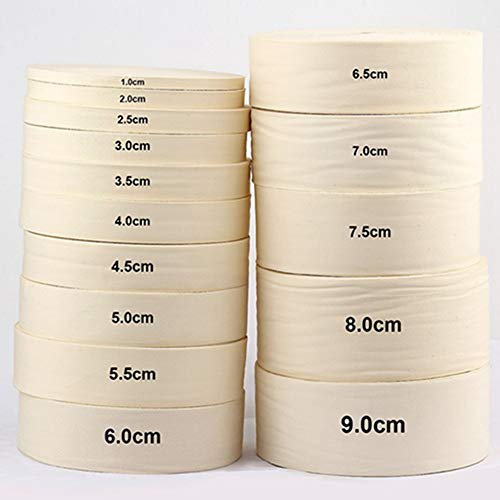Egurs 100 Meter/roll Baumwollband Baumwollkordel Schrägband Dekoband Kein Fischgrätenmuster 100% Baumwoll Gurtband Baumwollgewebe Beige 3cm