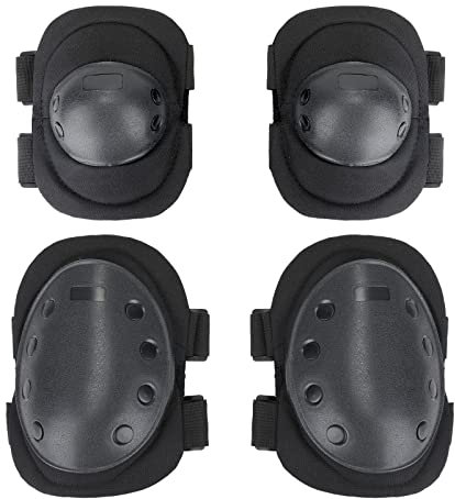 BAIGIO 4ps Codo Militar Protector de Rodilla Rodilleras y Coderas Duras, Juego de Almohadillas Protectoras Tácticas para Adultos para Combate Táctico Militar,Caza,Patinaje,Escalada,Paintball,Esquí