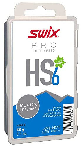 Swix HS06-6 Hochgeschwindigkeitswachs, HS6 Blau, 10 bis 10 °F, 60 g, Fluoro-frei, für Ski oder Snowboard, FIS-zugelassen