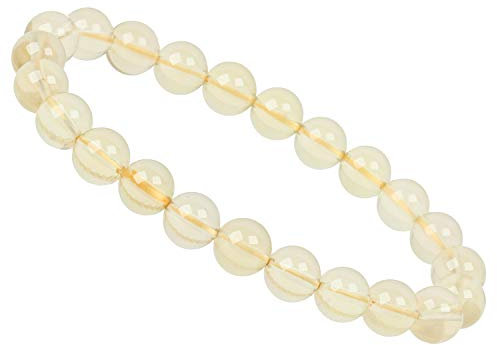 ELEDORO Handgefertigtes Edelstein Perlen Stretch Armband - Echte Steine 8mm (Lemonquarz)