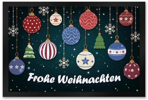 trendaffe - Frohe Weihnachten Fußmatte XXL mit Christbaumkugeln Motiv