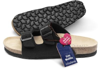 VITAFORM Pantoletten Unisex Weite H Wollfilz schwarz, 42