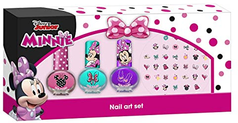 Minnie Set Uñas 3 Esmalt+Pegat