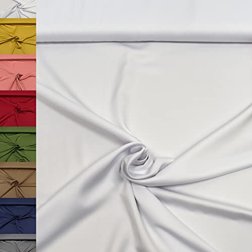 MAGAM-Stoffe Romy Royal Micro Satin Kleidung Kissen Bettwäsche Meterware 50cm (01. Weiß)