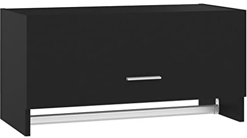 vidaXL Kleiderschrank Kleiderstange Wandgarderobe Schlafzimmer Hängeschrank Wandschrank Garderobenschrank Garderobe Schwarz 70x32,5x35cm Holzwerkstoff