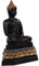 Craft&Style Buddha Statue im Lotussitz auf Podest aus hochwertigem und massivem Kunstharz braun Gold 75cm