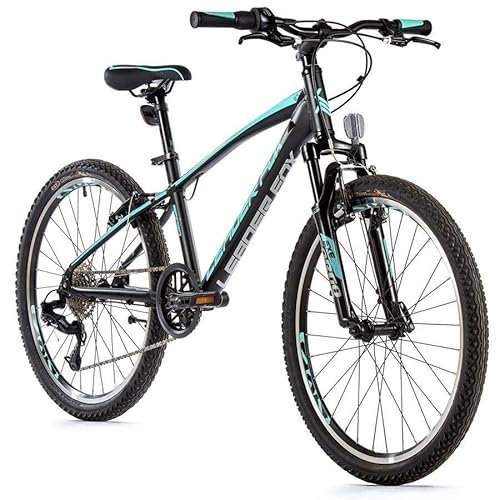 24 Zoll Alu Leader Fox Spider Boy Fahrrad 8 Gang S-Ride MTB Schwarz Türkis